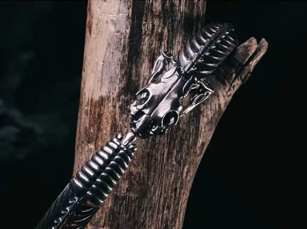 The Serpent Bone Bangle – Handcrafted 925 Sterling Silver Articulated Cuff