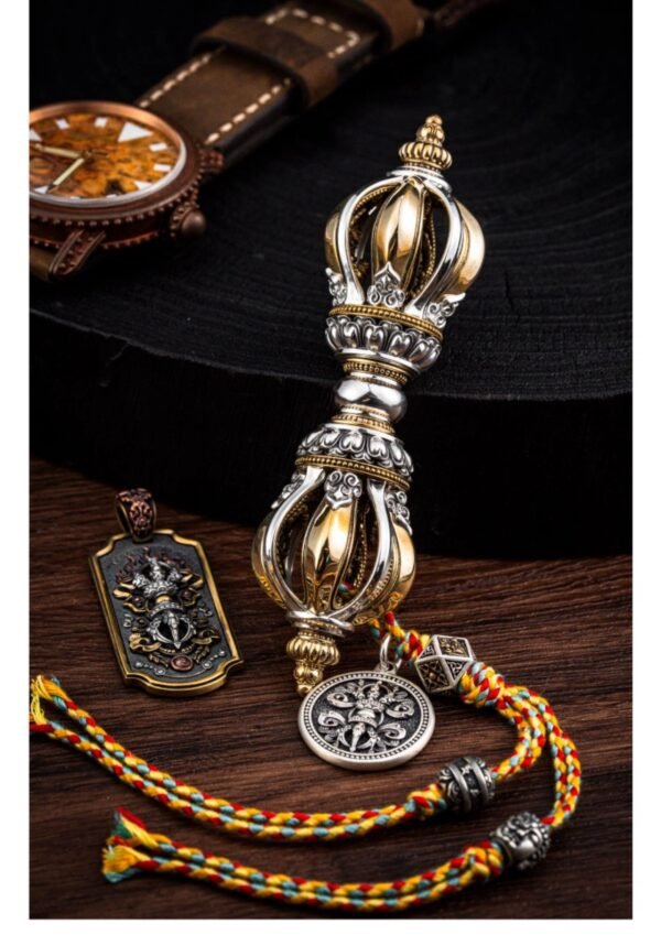The Terma Nine-Prong Vajra – Handcrafted Solid Bronze & Sterling Silver Buddhist Ritual Tool