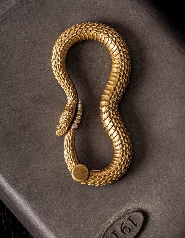 The Rattlesnake Keychain – Handcrafted Solid Brass & Silver Coiled Companion