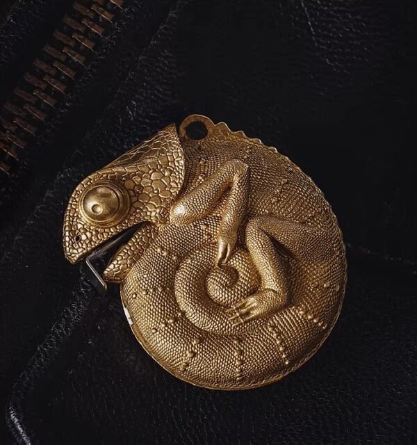 The Chameleon Tape Measure – Handcrafted Solid Brass Pocket Ruler, 2m / 6ft, Keychain Companion