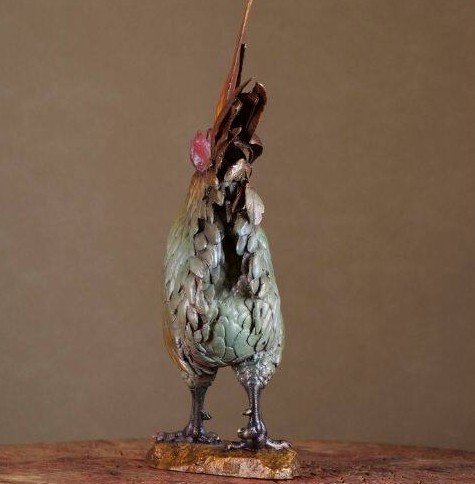 “Great Fortune, Great Rooster” – Handcrafted Solid Brass Sculpture, “The Five Virtues,” Auspicious Symbol of Prosperity & Integrity, Museum-Quality Casting