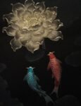 “Auspicious Koi (Desktop)” – Handcrafted Solid Brass Chisel-Painted Tabletop Art