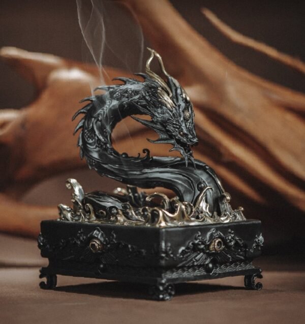 The Dragon of the Roaring Sea – Handcrafted Solid Bronze Incense Burner, “The Dragon Rises from the Deep”