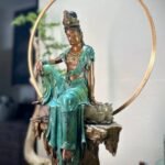 Guanyin – The Bodhisattva of Compassion, Handcrafted Solid Brass Sculpture, “The One Who Sees Freely”