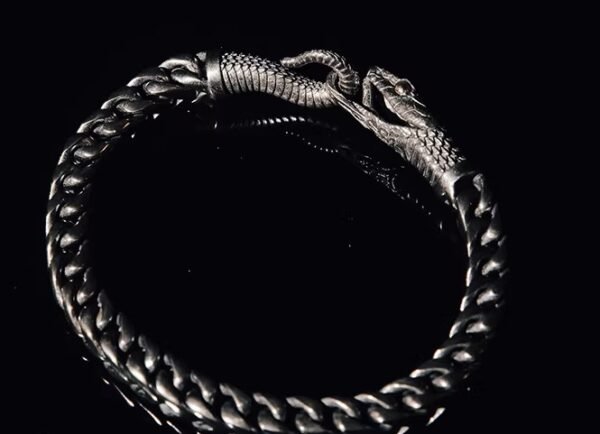 The Ouroboros Serpent Bracelet – Handcrafted 925 Sterling Silver & 18K Gold Infinity Cuff