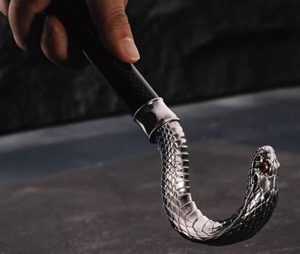 "The Silent King" – Handcrafted Snake Head Walking Cane Umbrella