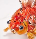 Abundance Every Year – Handcrafted Enamel Goldfish Sculpture, “Wealth & Happiness,” Zinc Alloy with Multicolor Enamel, Light Luxury Gift Box