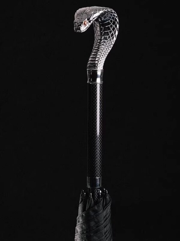"The Silent King" – Handcrafted Snake Head Walking Cane Umbrella