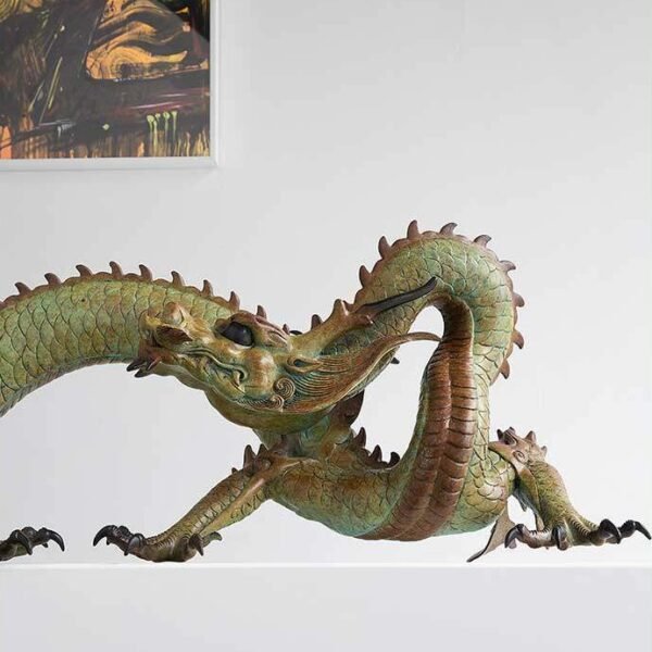 The Divine Dragon – Handcrafted Solid Brass Sculpture, “The Auspicious Guardian,” Symbol of Prosperity & Achievement