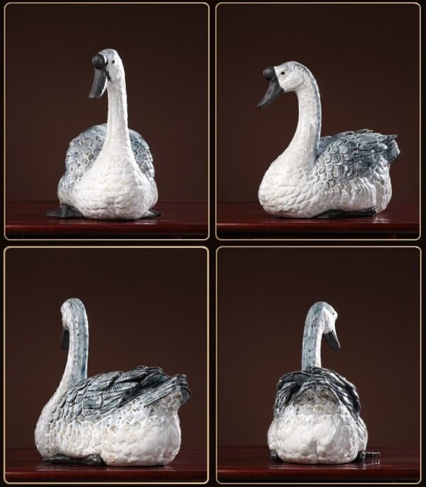 The Fortunate Geese – Handcrafted Shiwan Ceramic Sculpture, “Noble Companions,” National Intangible Cultural Heritage