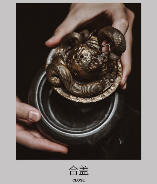 The Ouroboros Incense Burner – “Land of Annihilation,” Handcrafted Solid Bronze & Marble Sculptural Censer