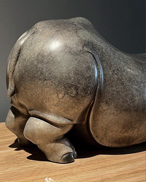 The Rhino – Handcrafted Solid Bronze Sculpture, “The Silent Hero”