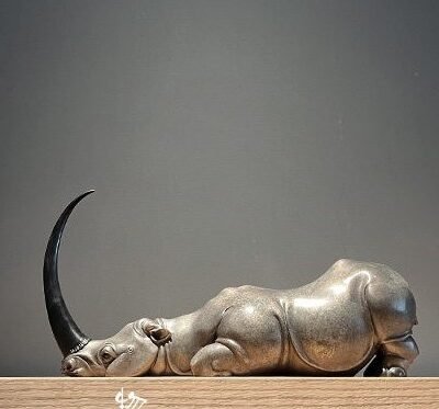 The Rhino – Handcrafted Solid Bronze Sculpture, “The Silent Hero”