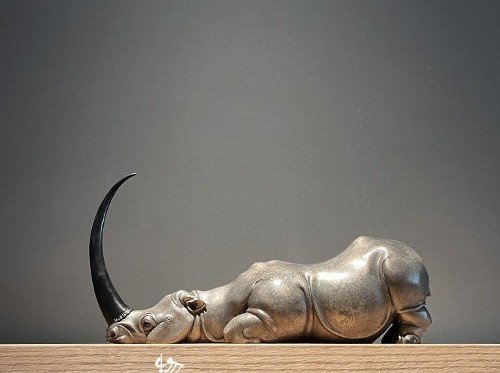 The Rhino – Handcrafted Solid Bronze Sculpture, “The Silent Hero”