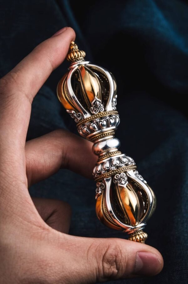 The Terma Nine-Prong Vajra – Handcrafted Solid Bronze & Sterling Silver Buddhist Ritual Tool