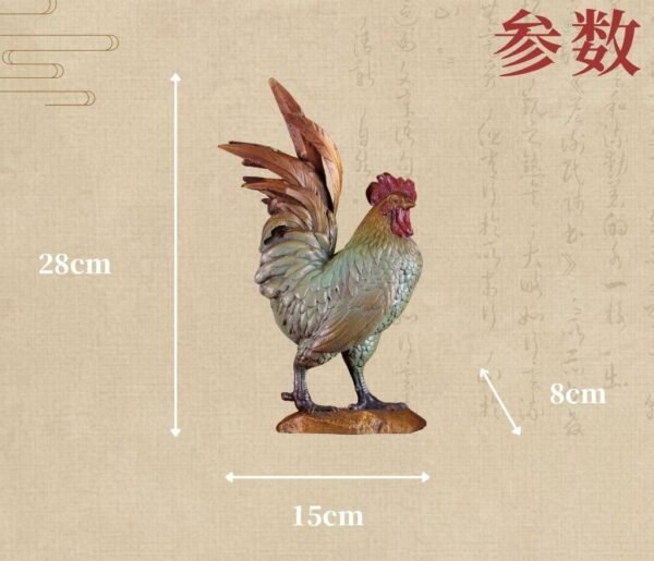 “Great Fortune, Great Rooster” – Handcrafted Solid Brass Sculpture, “The Five Virtues,” Auspicious Symbol of Prosperity & Integrity, Museum-Quality Casting