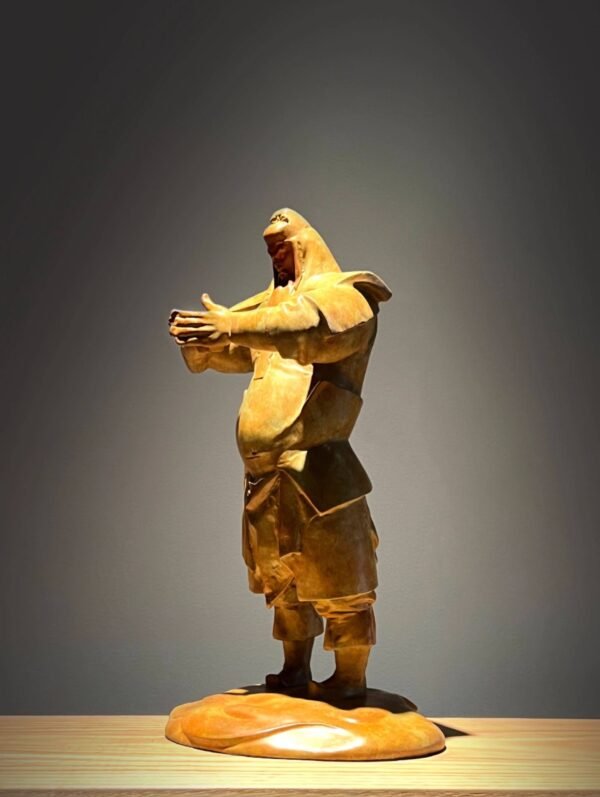 Guan Yu – The Warrior’s Bow, Handcrafted Solid Bronze Sculpture, “When the Sword Is Sheathed”