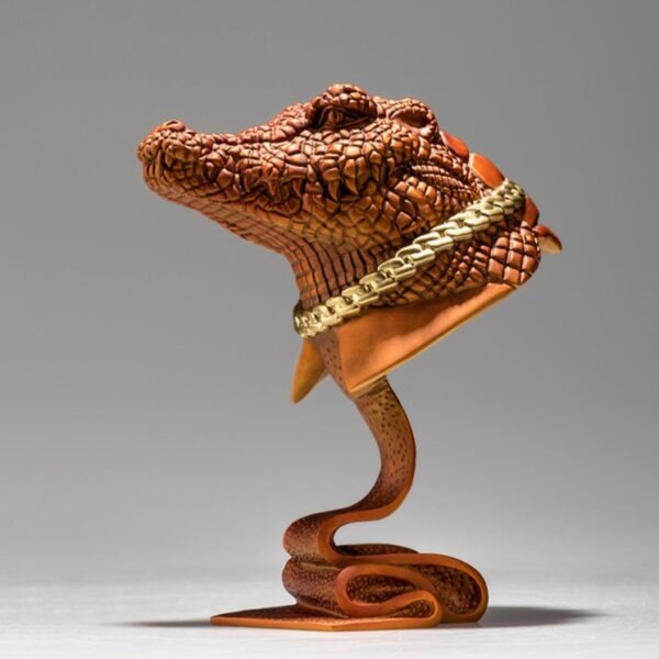 The Financial Crocodile – Handcrafted Solid Brass Sculpture, “The Power Suit Predator,” Whimsical Wall Street Icon, Desk-Side Statement Piece