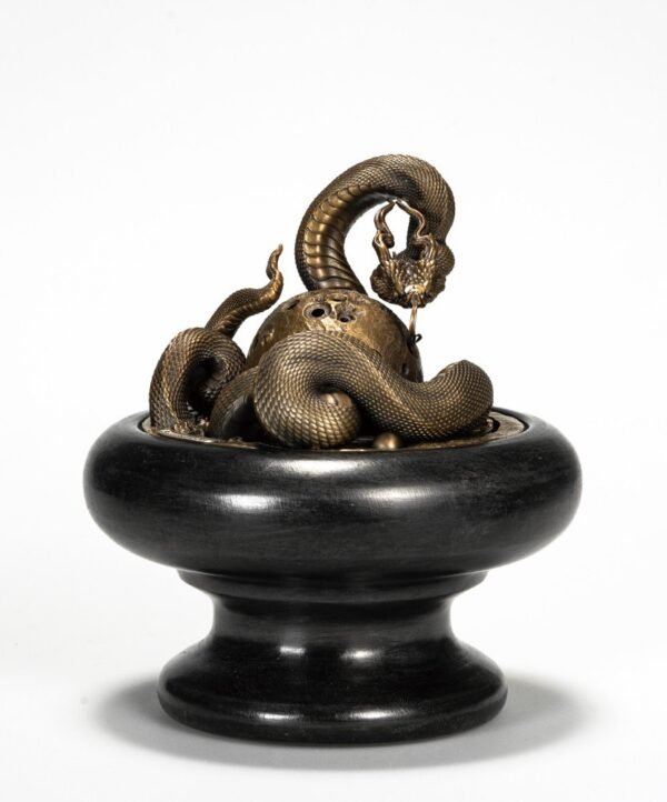 The Ouroboros Incense Burner – “Land of Annihilation,” Handcrafted Solid Bronze & Marble Sculptural Censer