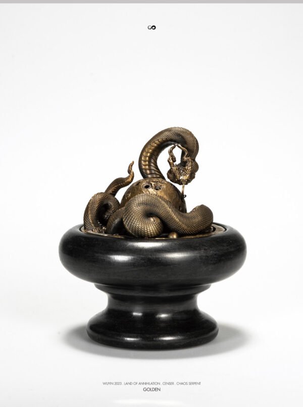 The Ouroboros Incense Burner – “Land of Annihilation,” Handcrafted Solid Bronze & Marble Sculptural Censer
