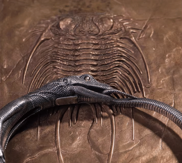 The Komodo Dragon Bangle – Handcrafted 925 Sterling Silver & 18K Gold Articulated Cuff