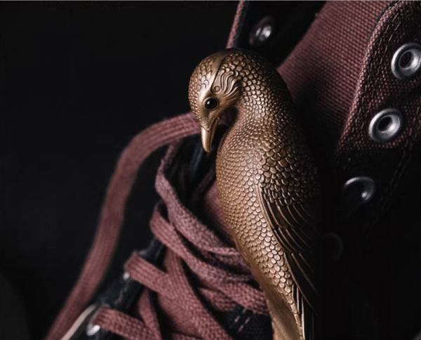 The Red-Billed Blue Magpie Shoehorn – Handcrafted Solid Bronze Desk Sculpture & Heirloom Tool