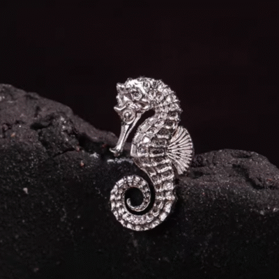 The Hippocampus Ear Studs – Handcrafted Sterling Silver Miniature Sculptures