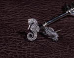 The Hippocampus Ear Studs – Handcrafted Sterling Silver Miniature Sculptures
