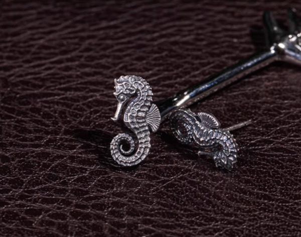 The Hippocampus Ear Studs – Handcrafted Sterling Silver Miniature Sculptures