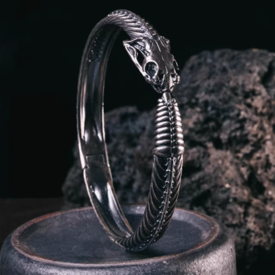 The Serpent Bone Bangle – Handcrafted 925 Sterling Silver Articulated Cuff