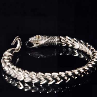 The Ouroboros Serpent Bracelet – Handcrafted 925 Sterling Silver & 18K Gold Infinity Cuff