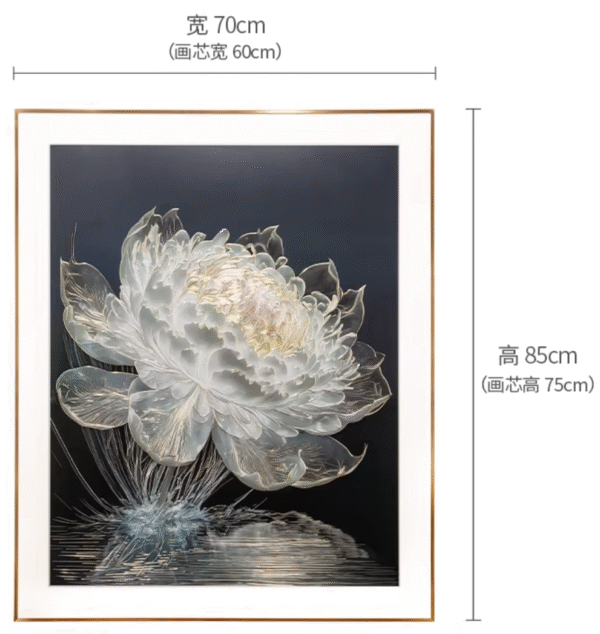 “Luminous Water Lilies” – Handcrafted Solid Brass Chisel-Painted Artwork