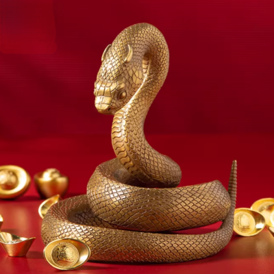 The Snake – Handcrafted Solid Brass Zodiac Sculpture, “The Celestial Serpent,” Auspicious Symbol of Wisdom & Renewal