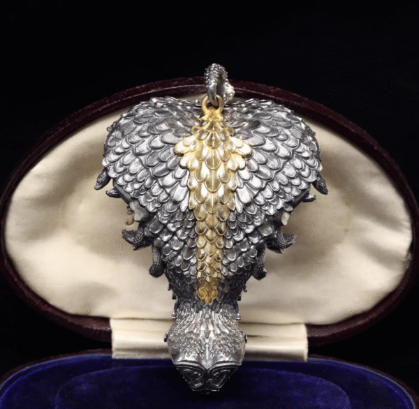 Medusa Queen Pendant – Handcrafted Sterling Silver & Gemstone Necklace, “The Serpent’s Gaze,” Green Chrysoprase & Ruby Zircon