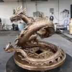 The Dragon on the Coin – Handcrafted Solid Brass Sculpture, “Guardian of Fortune,” Auspicious Chinese Dragon, Symbol of Wealth & Protection