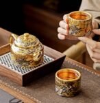 Dehua Gilded Tea Sets – Handcrafted High‑Fire Ceramics, 24K Gold Interior, Traditional Motifs, Complete Gift Box