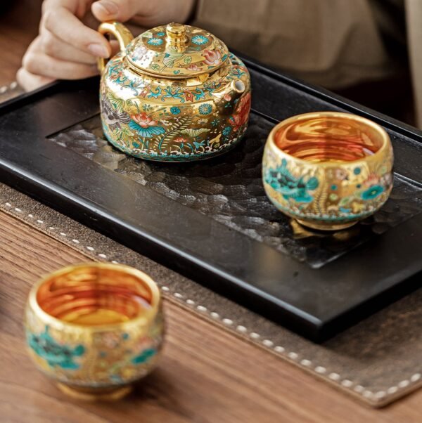 Dehua Gilded Tea Sets – Handcrafted High‑Fire Ceramics, 24K Gold Interior, Traditional Motifs, Complete Gift Box