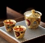 Dehua Gilded Tea Sets – Handcrafted High‑Fire Ceramics, 24K Gold Interior, Traditional Motifs, Complete Gift Box