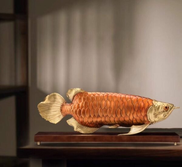 Golden Arowana – Handcrafted Solid Brass Sculpture, “The Dragon of Prosperity”