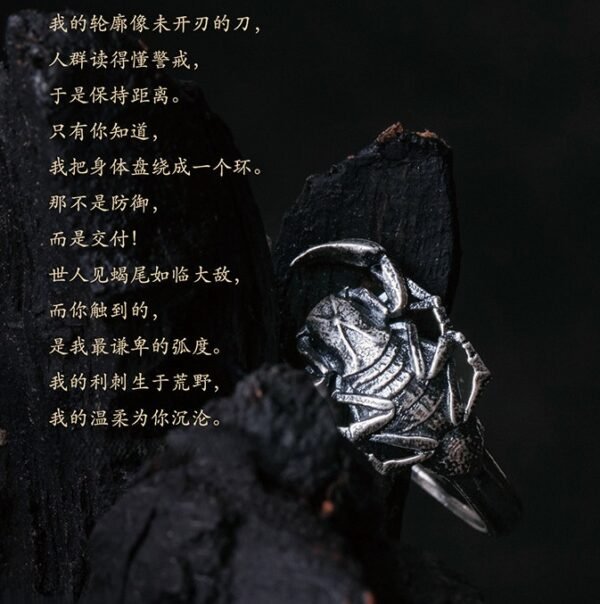 The Scorpion Tail Ring – Handcrafted 925 Sterling Silver, “Thorns Out, Softness In,” Adjustable Unisex Band