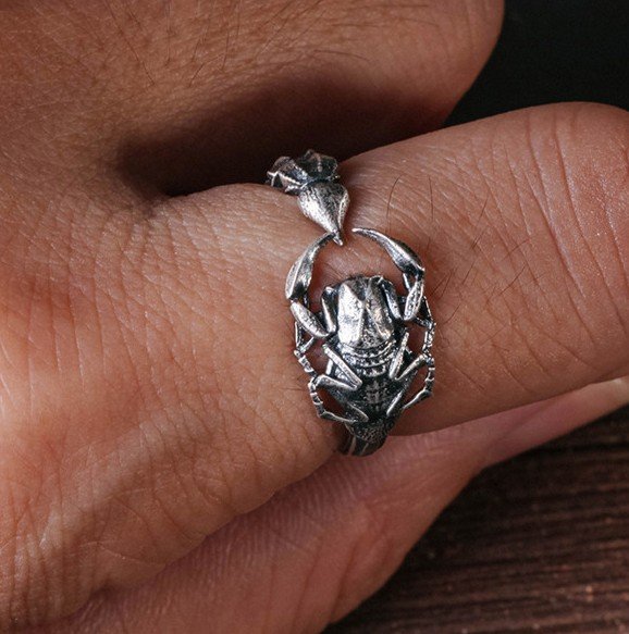 The Scorpion Tail Ring – Handcrafted 925 Sterling Silver, “Thorns Out, Softness In,” Adjustable Unisex Band