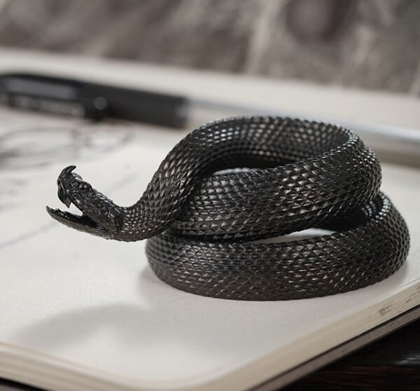 The Rattlesnake Pen Holder – Handcrafted Solid Brass Desk Sculpture, “Extraordinary”