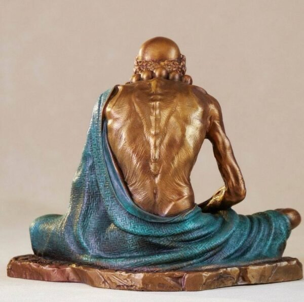 The Contemplative Bodhidharma (Daruma) – Handcrafted Solid Brass Sculpture, “The Silent Sage”, Meditation Gesture