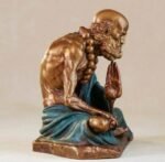 The Contemplative Bodhidharma (Daruma) – Handcrafted Solid Brass Sculpture, “The Silent Sage”, Meditation Gesture