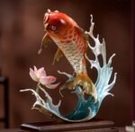 “Abundance Year After Year” – Handcrafted Solid Brass Koi Sculpture, “Leaping Over the Dragon Gate”, Auspicious Symbol of Success & Prosperity