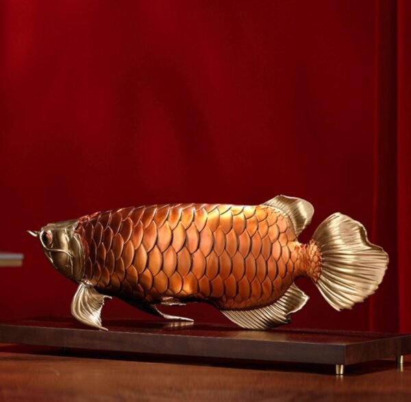 Golden Arowana – Handcrafted Solid Brass Sculpture, “The Dragon of Prosperity”