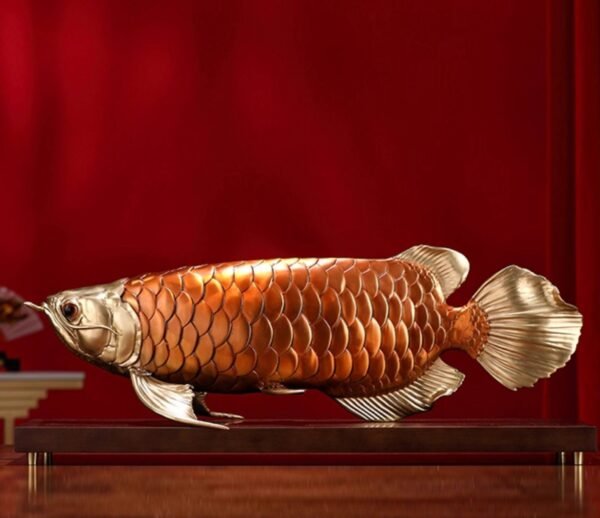 Golden Arowana – Handcrafted Solid Brass Sculpture, “The Dragon of Prosperity”