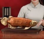 Golden Arowana – Handcrafted Solid Brass Sculpture, “The Dragon of Prosperity”
