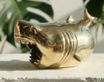Chubby Megalodon – Handcrafted Solid Brass Sculpture, “The Pocket Predator”, Desk Companion & Palm Worry Stone