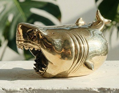 Chubby Megalodon – Handcrafted Solid Brass Sculpture, “The Pocket Predator”, Desk Companion & Palm Worry Stone